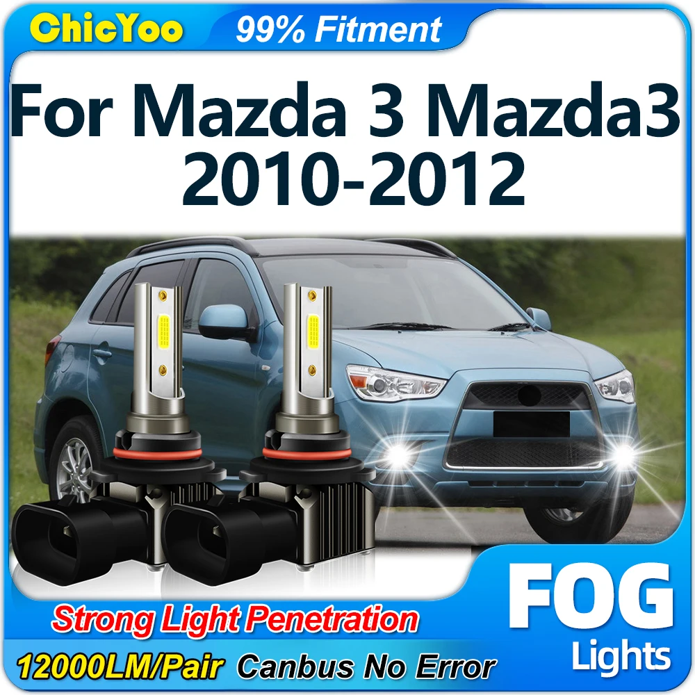 2Pcs 90W 9006 HB4 Fog Lights 12000LM Super Bright LED Fog Lamps Bulbs 6000K White 12V For Mazda 3 Mazda3 2010 2011 2012