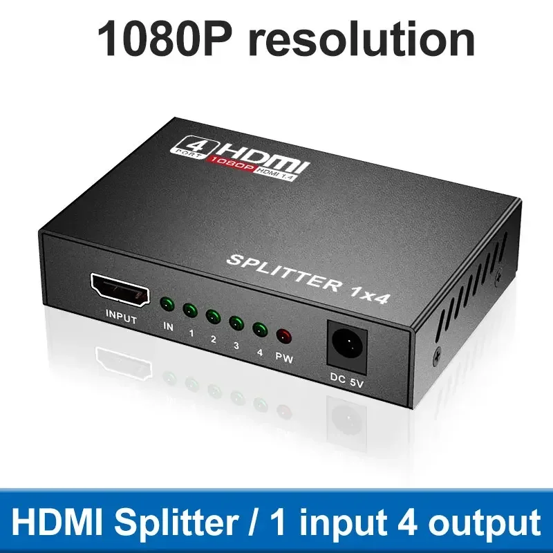 جهاز تقسيم HDMI 4K 1 في 4 خارج موزع فيديو HDMI فاصل 1x2 1x4 فاصل 1 في 2 خارج 1080P شاشة مزدوجة للتلفزيون عالي الوضوح
