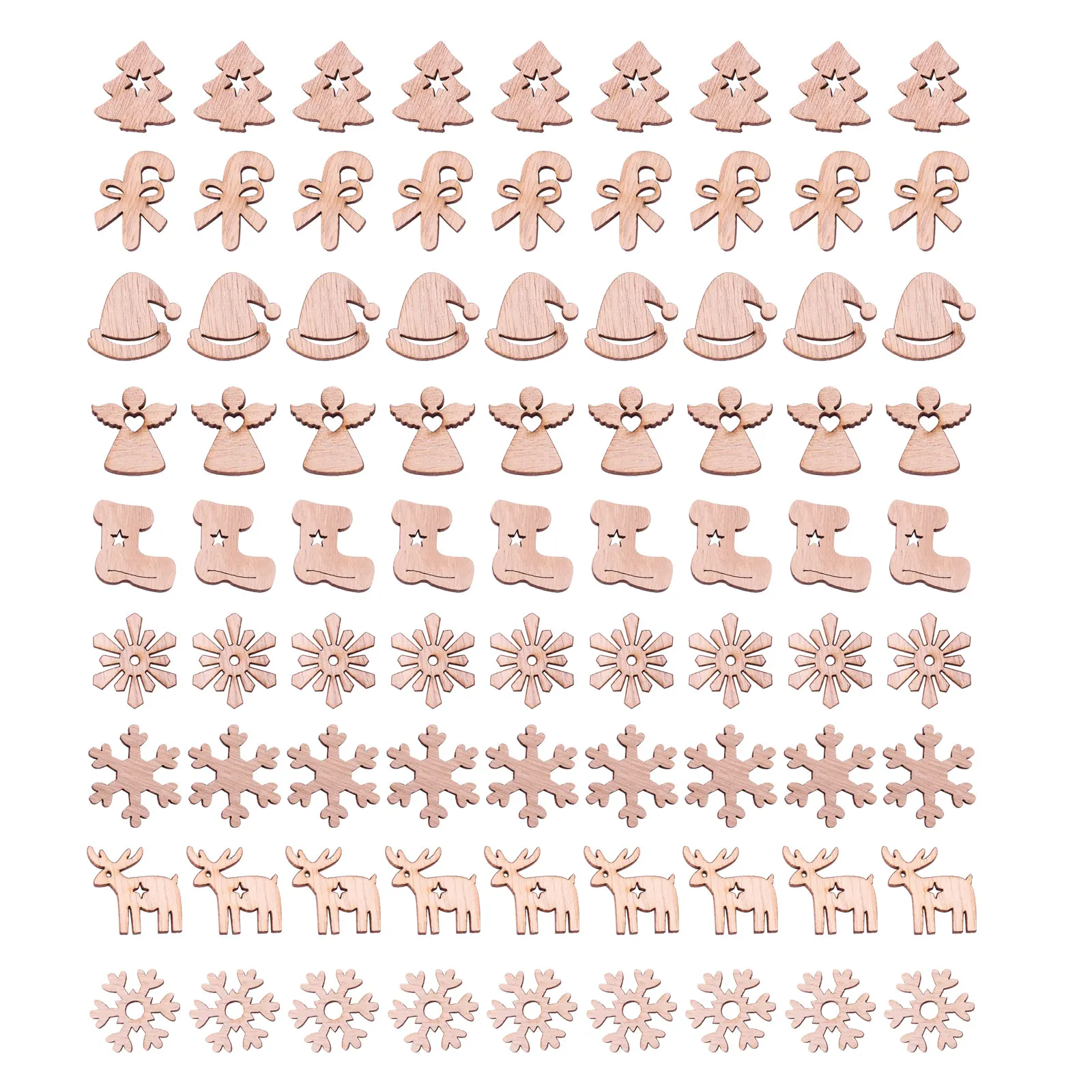 

100 pcs Wooden Laser Ornaments Christmas Tree Crafts Khaki Tabletop Decorations Diy Holiday Home Festive Wooden Chips