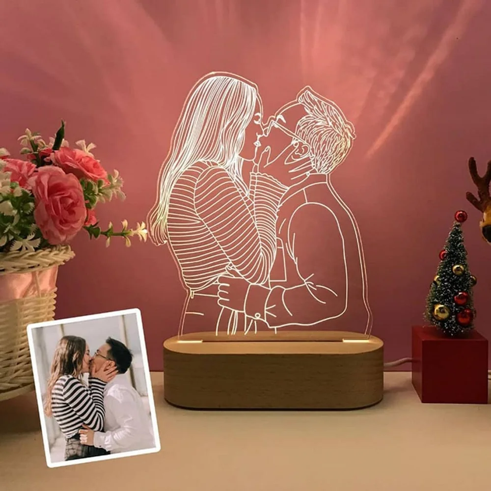 Dropshipp lampu foto 3D pribadi, dasar ukiran kustom Hari Valentine ulang tahun Natal 3D, hadiah lampu malam