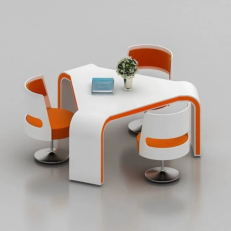 Leisure reception negotiation table Exhibition hall Sales triangle office Conference table and chair combination