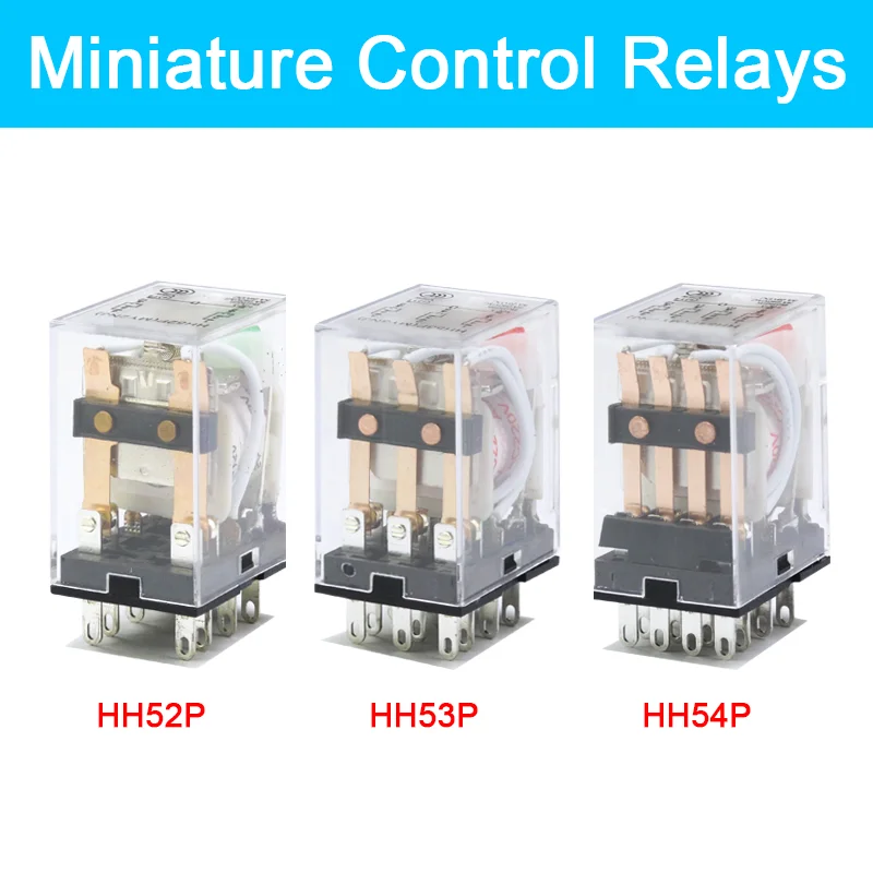 HH52P HH53P HH54P Relay Coil General DPDT Micro Mini Electromagnetic Relay Switch With LED AC 110V 220V 380V DC 12V 24V 36V