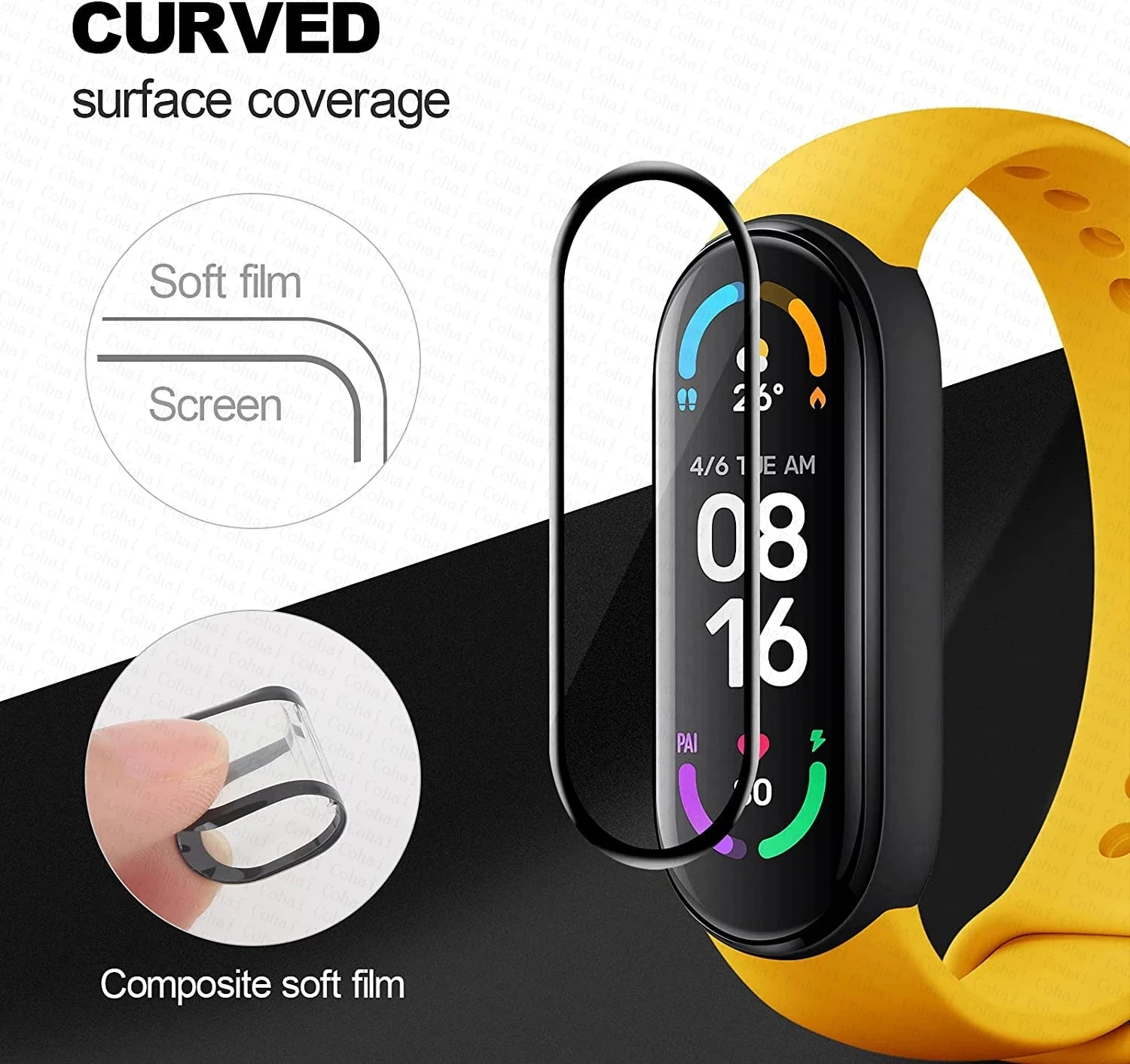 Protector de pantalla de cristal suave para Xiaomi mi band 8, 4, 5, 6, 7, película protectora de cubierta completa para mi band 7, funda para