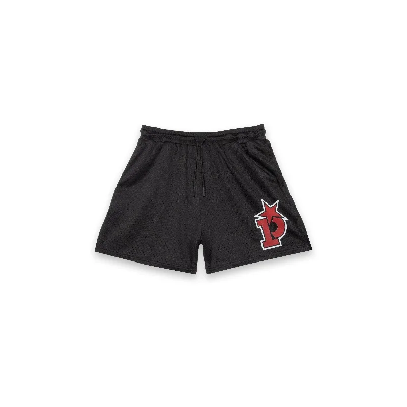 2026 Summer Y2K Red P Star Print Mesh Shorts Men Breathable Streetwear Elastic Waist Lightning Casual Gym Unisex American Shorts