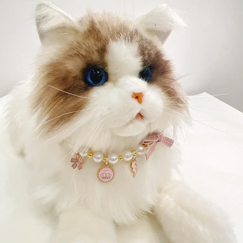 Cat Necklace Pearl Cat Collar Adjustable Puppy Necklace Breakaway Kitten Necklace Puppy Collar Cat Supplies Pet Accessories