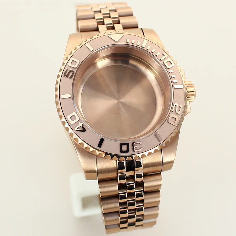 Rose Gold 40 มม.เรือยอชท์ออกแบบสไตล์นาฬิกา Jubilee สร้อยข้อมือสําหรับ Seiko NH35 NH36 NH38 Miyota 8215 ETA 2824 การเคลื่อนไหว 28.5 มม.