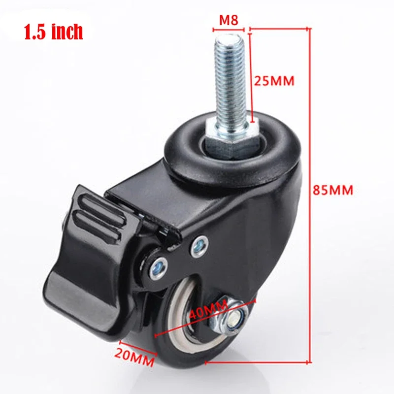 4Pcs Furniture Caster Heavy Duty 120kg 1.5 inch 40mm 360 Rotatable Screw Swivel Castor Wheels Trolley Rubber Protective