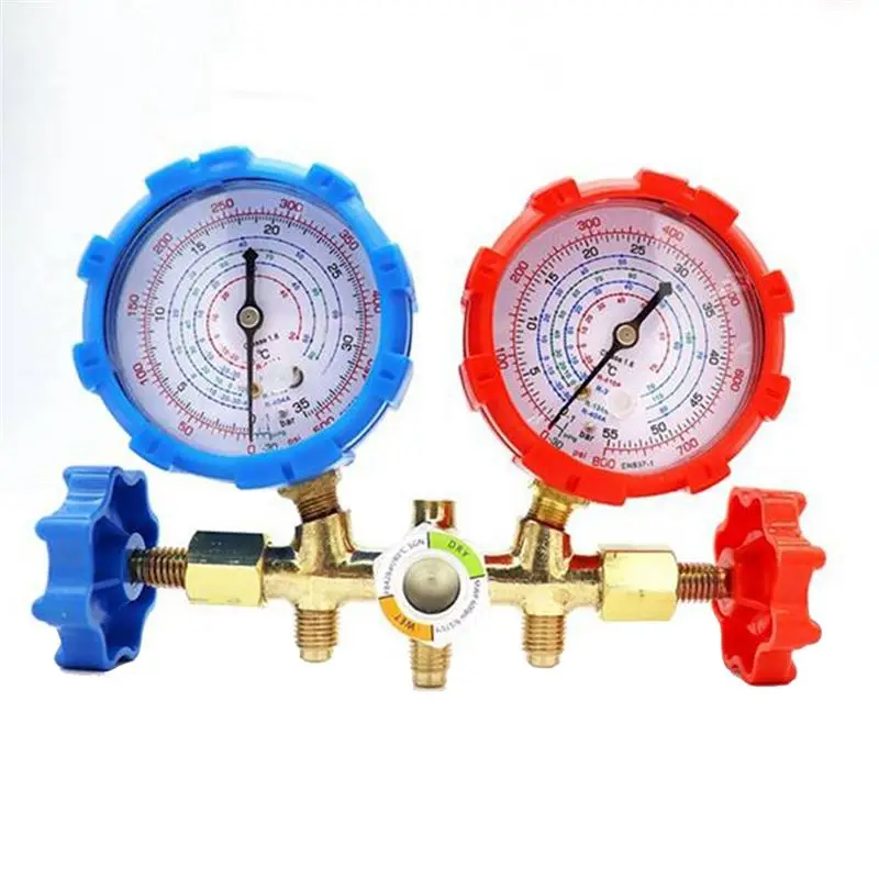DT34 R410A 3 Way AC Diagnostic Manifold Gauge Set for Freon Charging Fits R-404A R-134A Refrigeration Manifold Gauge Air