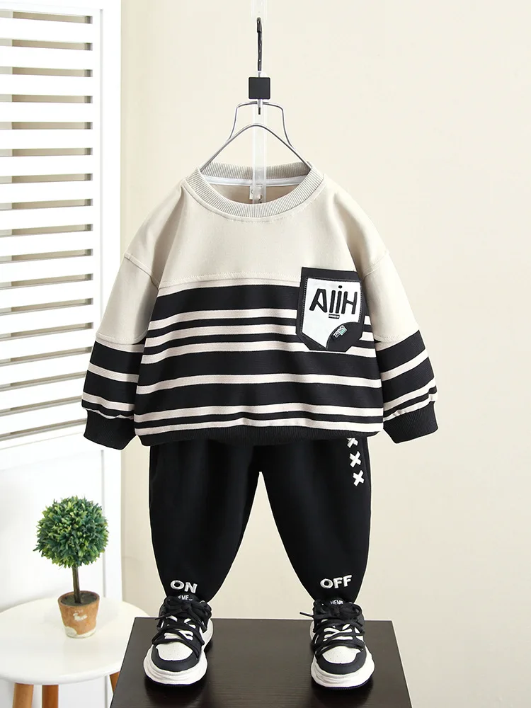 

Toddler Kids Long Sleeve Sweatshirt+ Pants 2pcs Suit Children Tracksuit Spring Autumn Baby Boys Girls Clothes Suit Size: 90-150