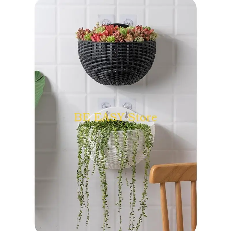 

E28F Цветочный Горшок Изысканный Настенный Пластиковый Настенный Подвесной Корзина Цветочный Горшок для Открытого Сада Домашний