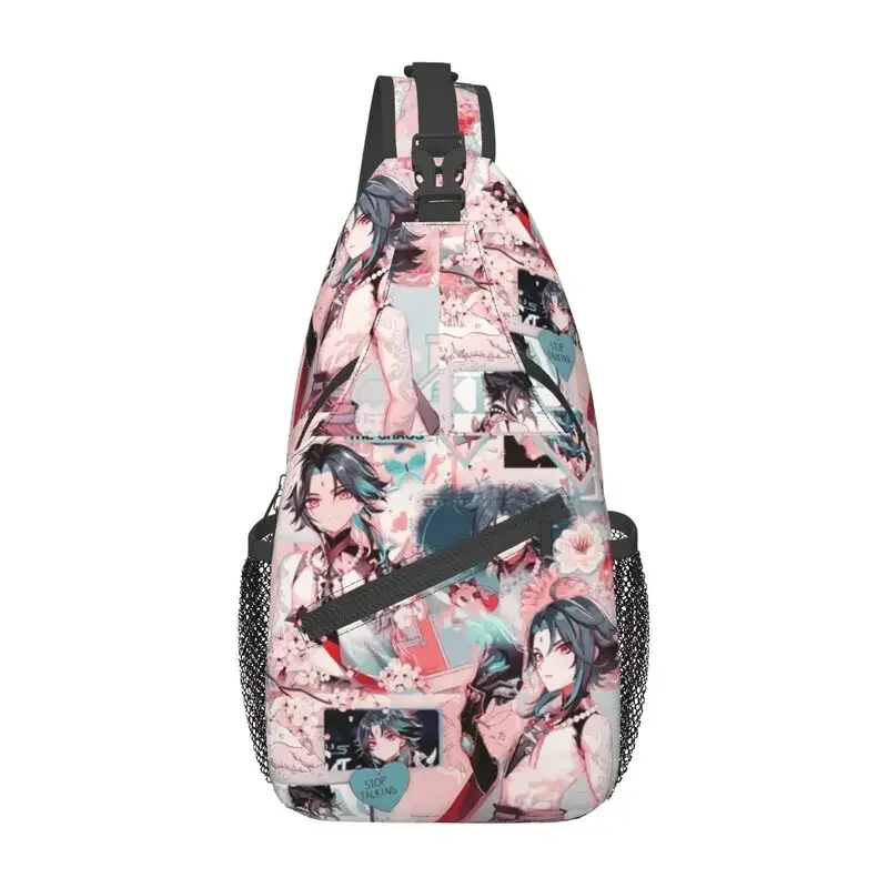 Lässige Xiao Genshin Impact Schulter taschen für Radfahren Camping Männer Anime Spiel Cross body Brust Rucksack Schulter Tages rucksack