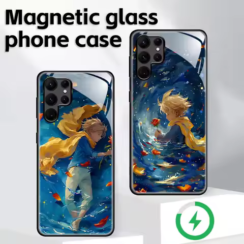 anime The Little Prince Phone Case For Samsung S25 S24 S23 S22 S21 S20 Plus Ultra Note20 Glass Magnetic Case