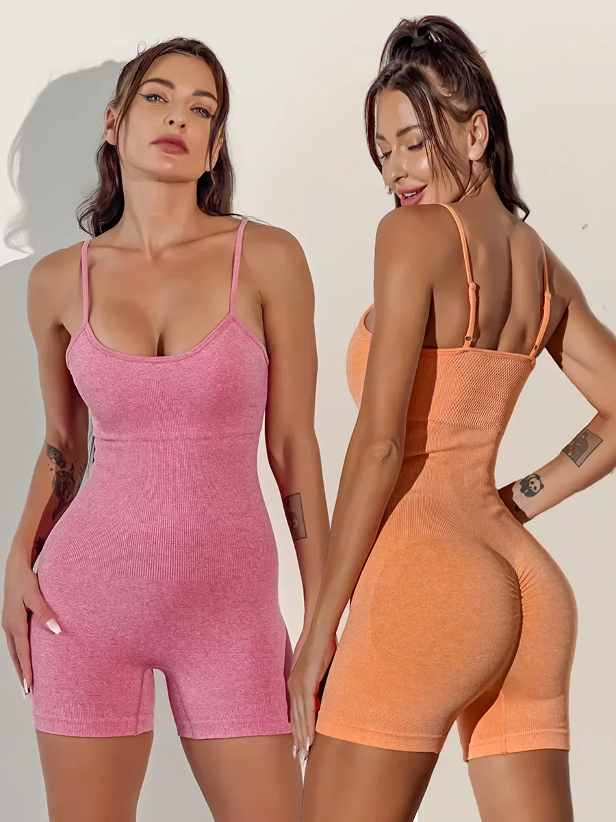 Combinaisons de Yoga sans couture, sport, Fitness, bretelles de levage des hanches, une pièce, Leggings de course, body d'entraînement, survêtements de gymnastique pour femmes