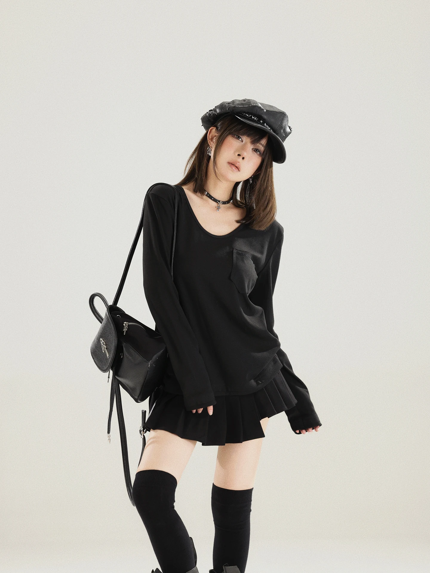 

Meysikim Original Wool Blend Base irt Women's Long Sve White Inner Wear Early Autumn Chic Top Casual Loose Fit Zipper