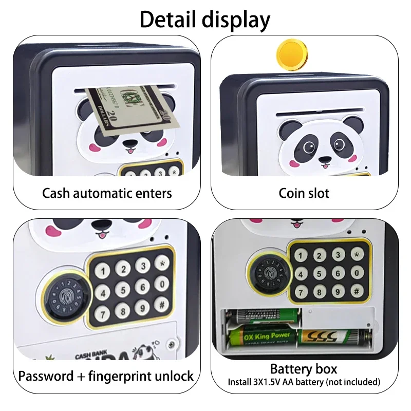 Automatic Money-Rolling Piggy Bank Password Fingerprint Recognition Coins Cash Saving Money Children Christmas New Year Gift