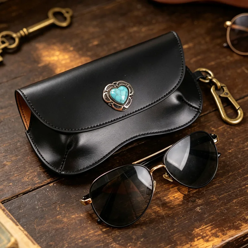 Full-Grain Leather Handmade Retro Glasses Case, Cowhide Sunglasses Storage Box