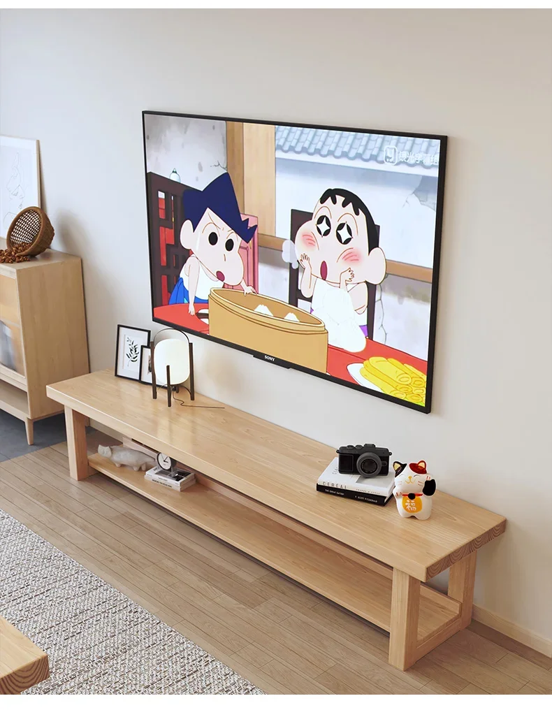 Couchtisch aus massivem Holz, Esstisch mit doppeltem Verwendungszweck, nordischer, moderner, einfacher, rechteckiger Teetisch aus essbarem Holz