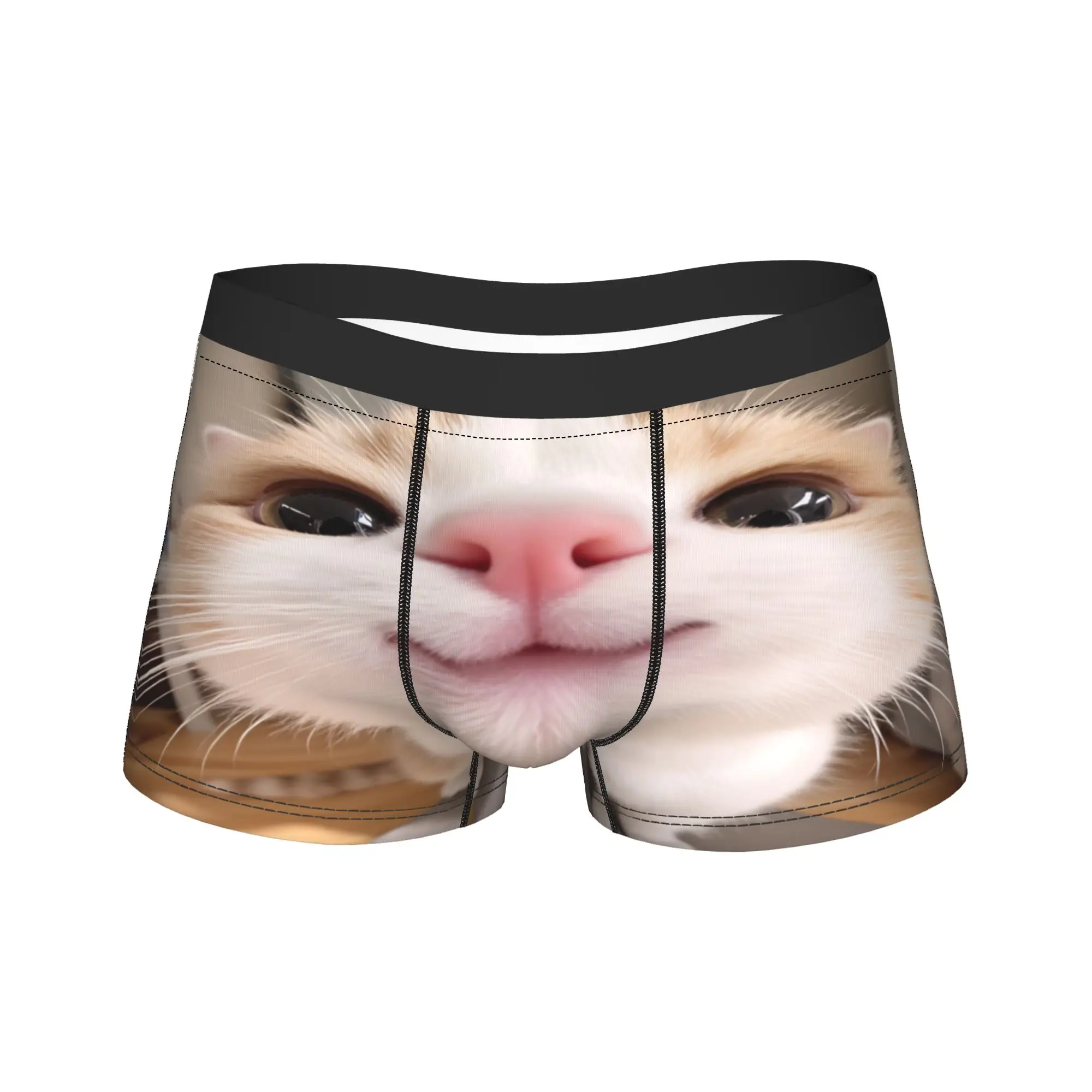 

Мужские трусы-боксеры с принтом «Кавайный игривый кот с высунутым языком», с анатомическим мешочком, больших размеров