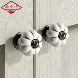 AOBT Colorful Pumpkin Kitchen Cabinet Storage Ceramic Knob Closet Dressers Wardrobe Handle Single Hole Cabinet Furniture Home