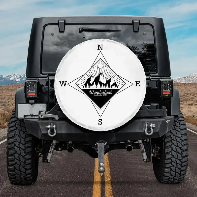 Camper Spare Tire Cover, Wanderlust Explore the Wild Spare Tire Cover With Or Without Backup Camera Hole, Tire Cover Car,Wrangle