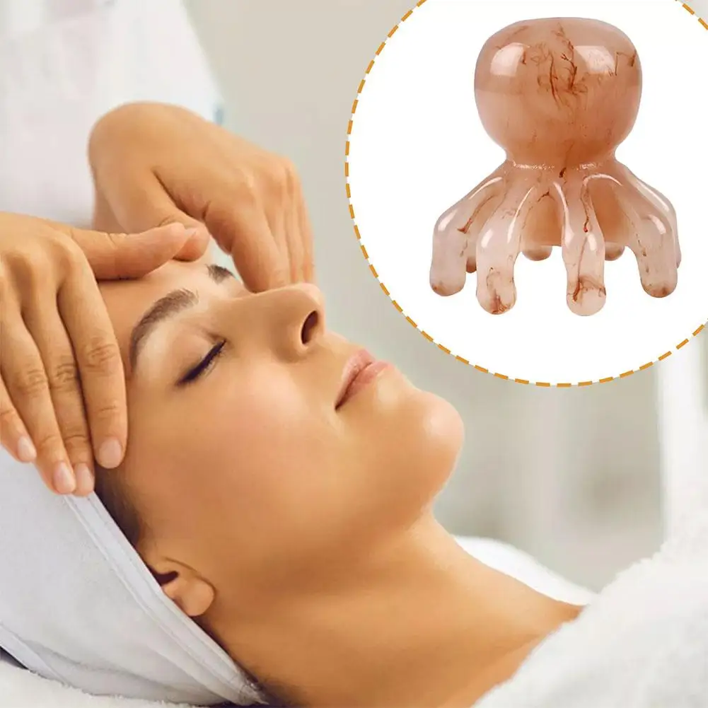 1Pc Resin Head Massager Scalp Gua Sha For Body Neck Leg Massage Octopus Head Scraping Stick Massage Scraping Claw Massage