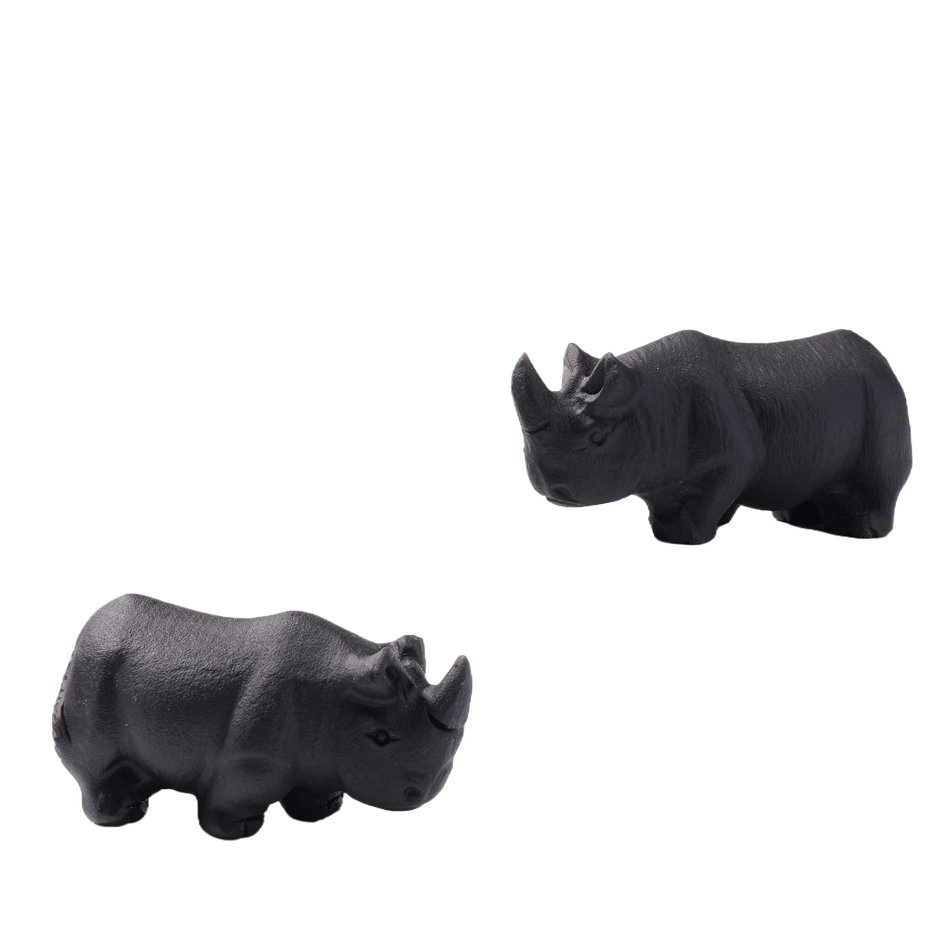 Natural Black Obsidian Rhinoceros Carving, Hand Polished Crystal Rhino Figurine, Gemstone Animal Statue, Home Desk Decor Gift