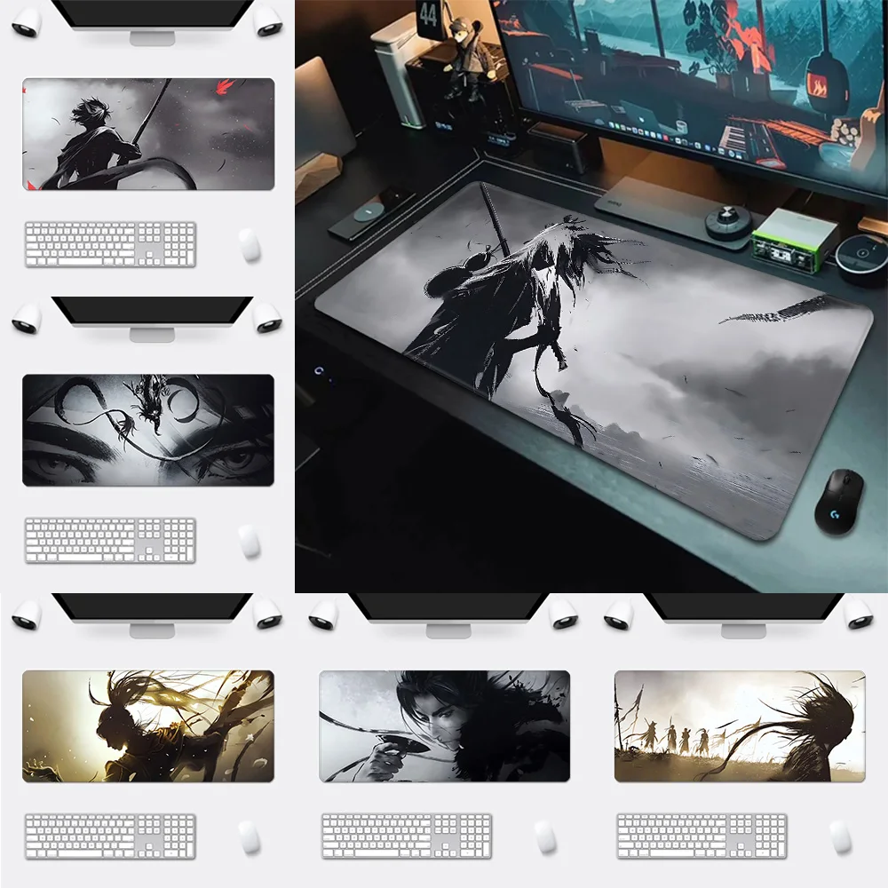 Ancient Swordsman Mousepad HD Printing Computer Gamers Locking Edge Non-slip Mouse Pad XXL90x40cm Keyboard PC Desk Pad
