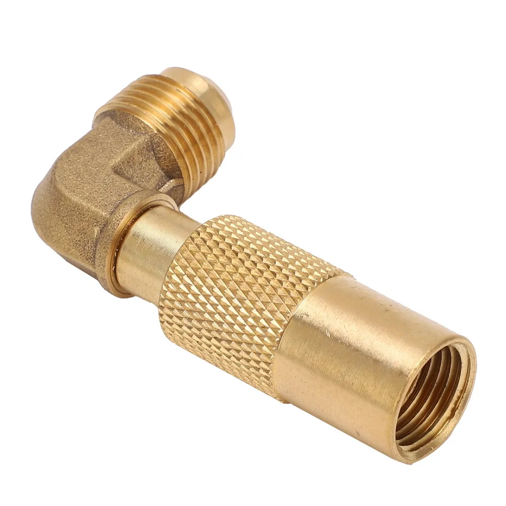 9/16 to 5/8 Propane Refill Adapter 90 Degree Good Sealing Brass Gas Adapter Corrosion Resistance Compact Gas Fitting Adapter
