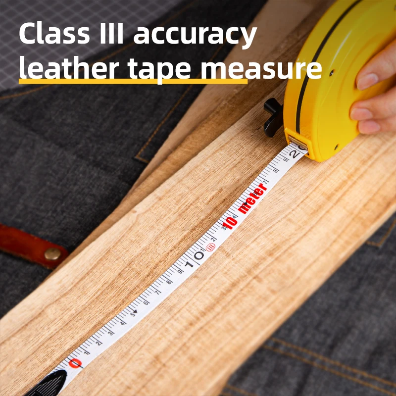 Deli 10M Tape Fiberglass Tape Measure Circular Leather Tape Carpenter Measuring Meter Tape Measure Woodworking Tool