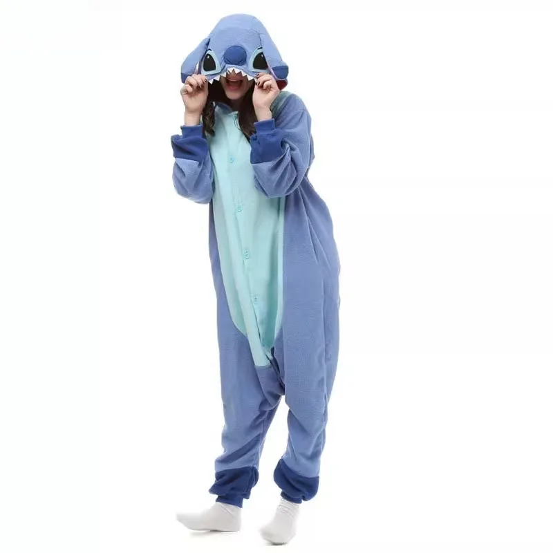 

2025 Stitch Fleece Robe Onesie | Cartoon Character Cosplay Costume with Hood, Plush Homewear for Performances & Lounging