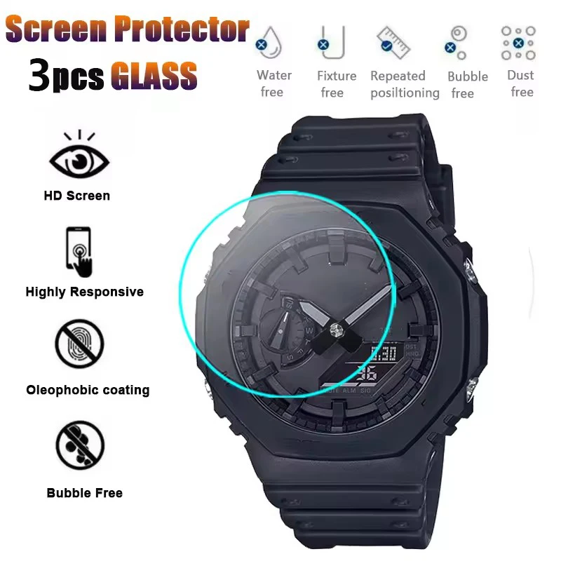 3Pcs 9H Tempered Glass For Casio G Shock GA-2100 GA-2000 GA-2110 GM-2100 GMA-S2100 GA-2200 GA-B2100 GMA-S2100 Screen