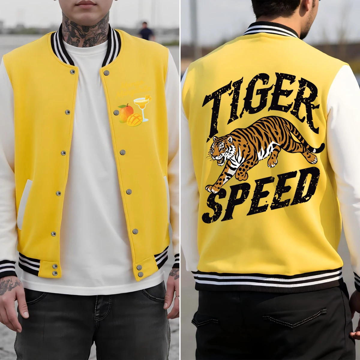 

Мужская бейсбольная форма с креативным принтом Tiger Speed, спортивная свободная уличная одежда, мягкая хлопковая одежда, осенняя мужская куртка на пуговицах