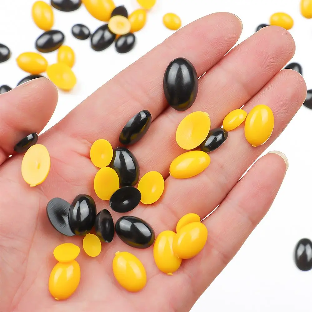 100Pcs Oval Flat Black/Yellow Plastic Safety Flat Noses for Dolls Making Toys Cute Bear Dolls Eyes Amigurumi Doll Accessories