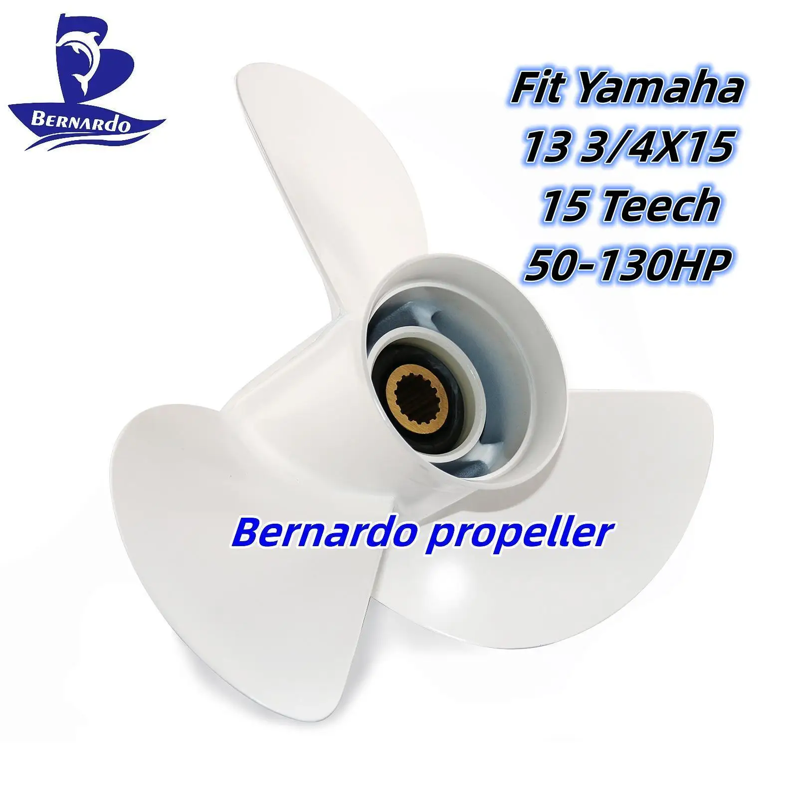 Bernardo Boat Propeller 13 3/4X15 Fit Yamaha Outboard Engine 50 60 70 80 90 100 115 130HP Aluminum Alloy 3 Blade 15 Tooth Spline