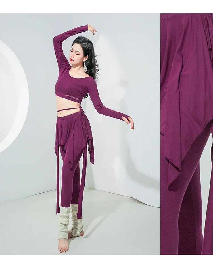 New Belly Dance Clothing Autumn and Winter Modal Top+Step on Foot Trouser Set Oriental Dance Training Clothes