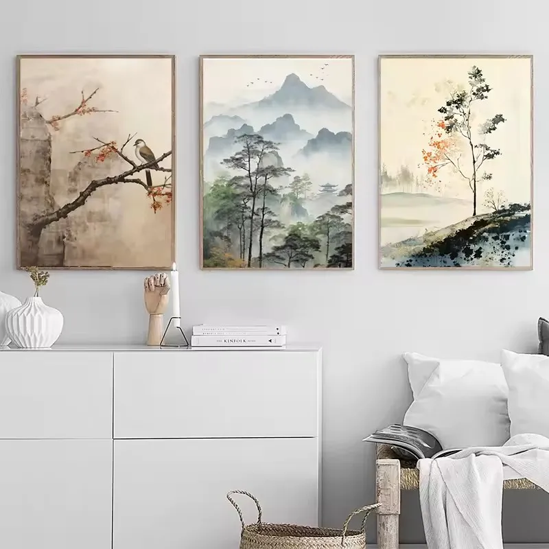 2026 new Modern Chinese Minimalist Zen Zen Peaceful Landscape Art Poster Canvas Printin