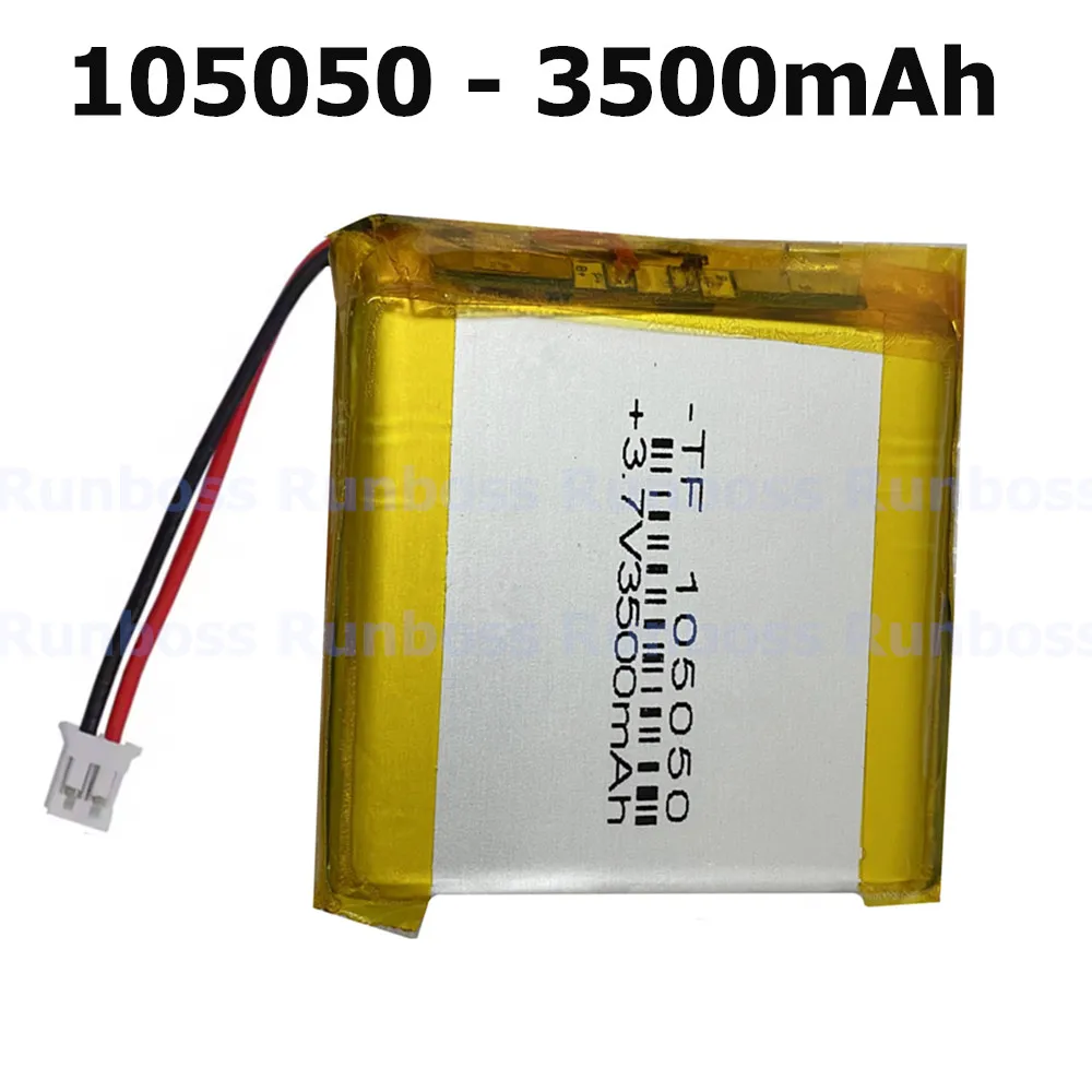 Фото 1-10 шт. 105050 3,7 В 3500 мАч PH 2,0 мм 2P литий-полимерный LiPo аккумулятор для MP3, GPS, PSP, Power Bank, Bluetooth-колонок