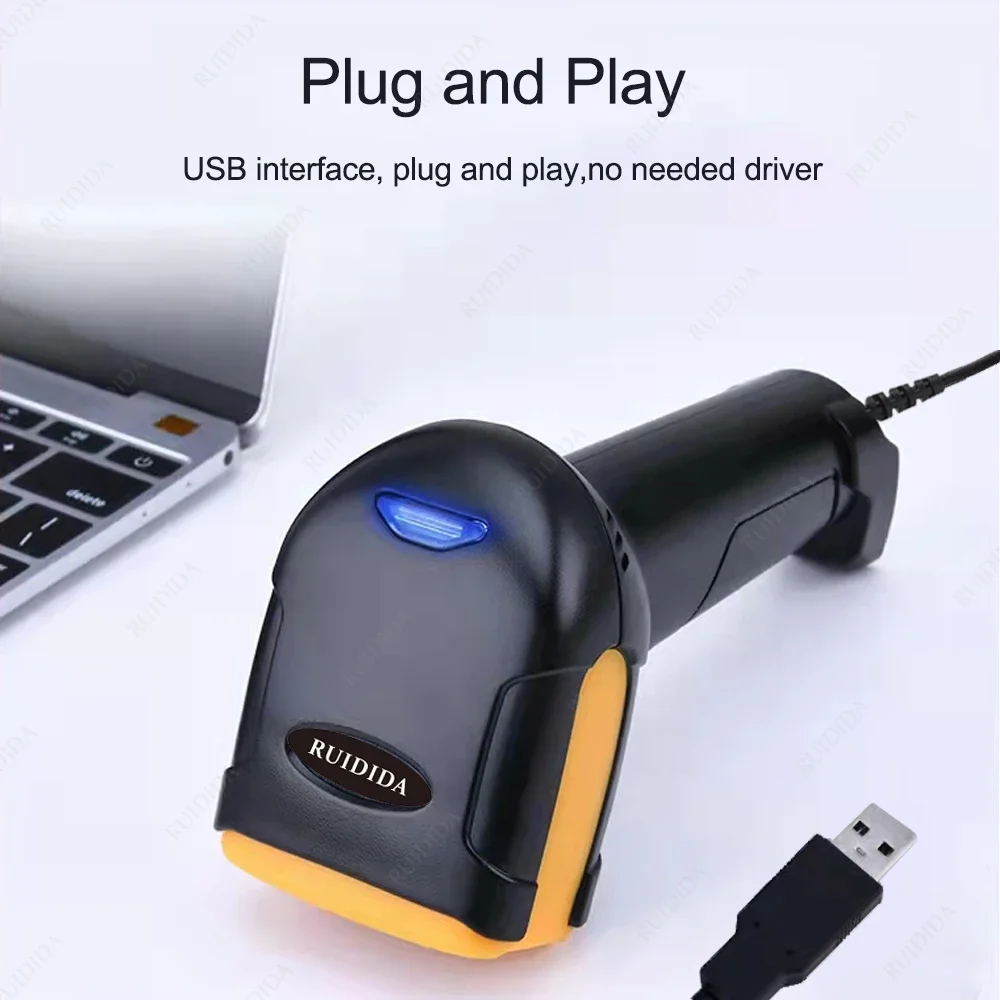 1d  2d Wired Code Scanner or  Wireless Handheld qr Reader or Bluetooth Barcode Scanner Portable Reader for Supermarket Store
