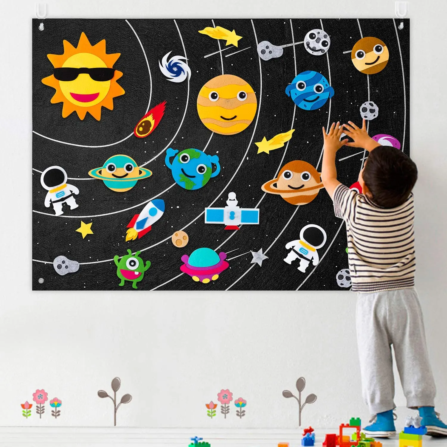 Outer Space Felt Montessori Board Baby Busy Learning Story Book Solar System Universe Flannel Interactive Play Mat