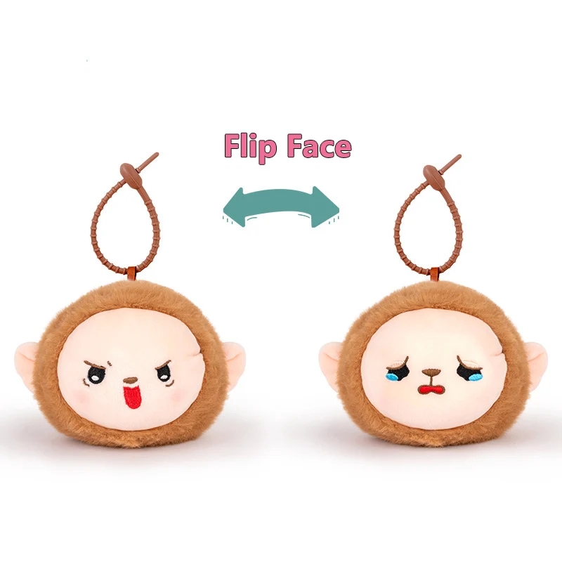 Schattig Flip Face Monkey Plush Kawaii Cartoon zacht knuffeldier speelgoed tas hanger meisje rugzak decoratie sleutelhanger perfect cadeau