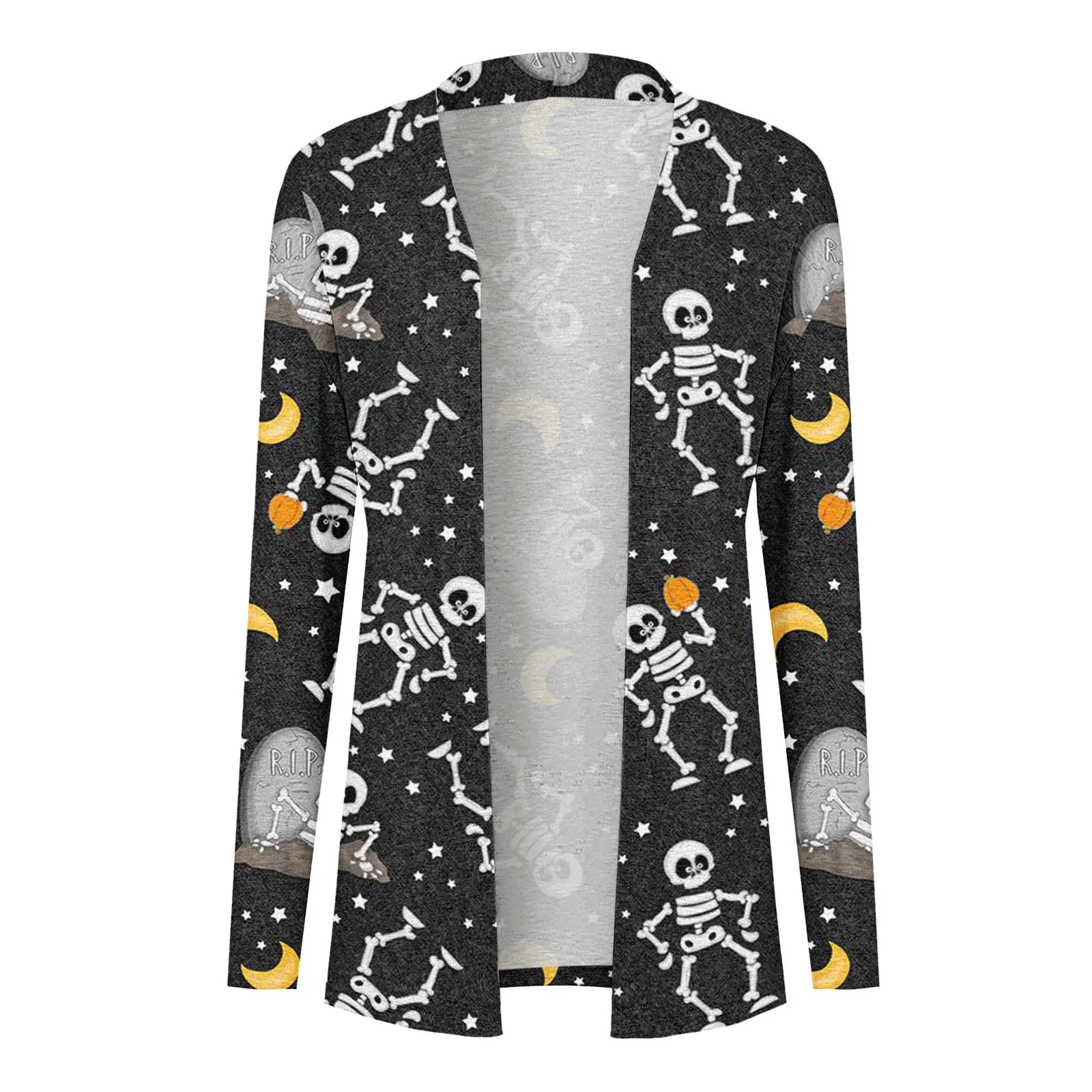 Coat For Women Halloween Casual Blouse Animal Cat Print Cardigan Coat Long Sleeve Tops Funny Open Turkish Jackets for Women