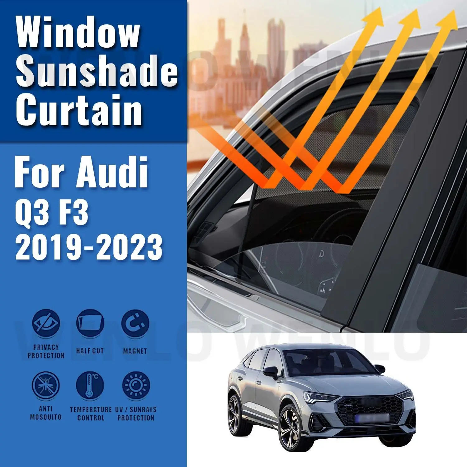 

For Audi Q3 F3 2019-2023 Car Side Window Sunshade Windshield Magnetic Sun Shade Solar Protection Parasol Children Curtains