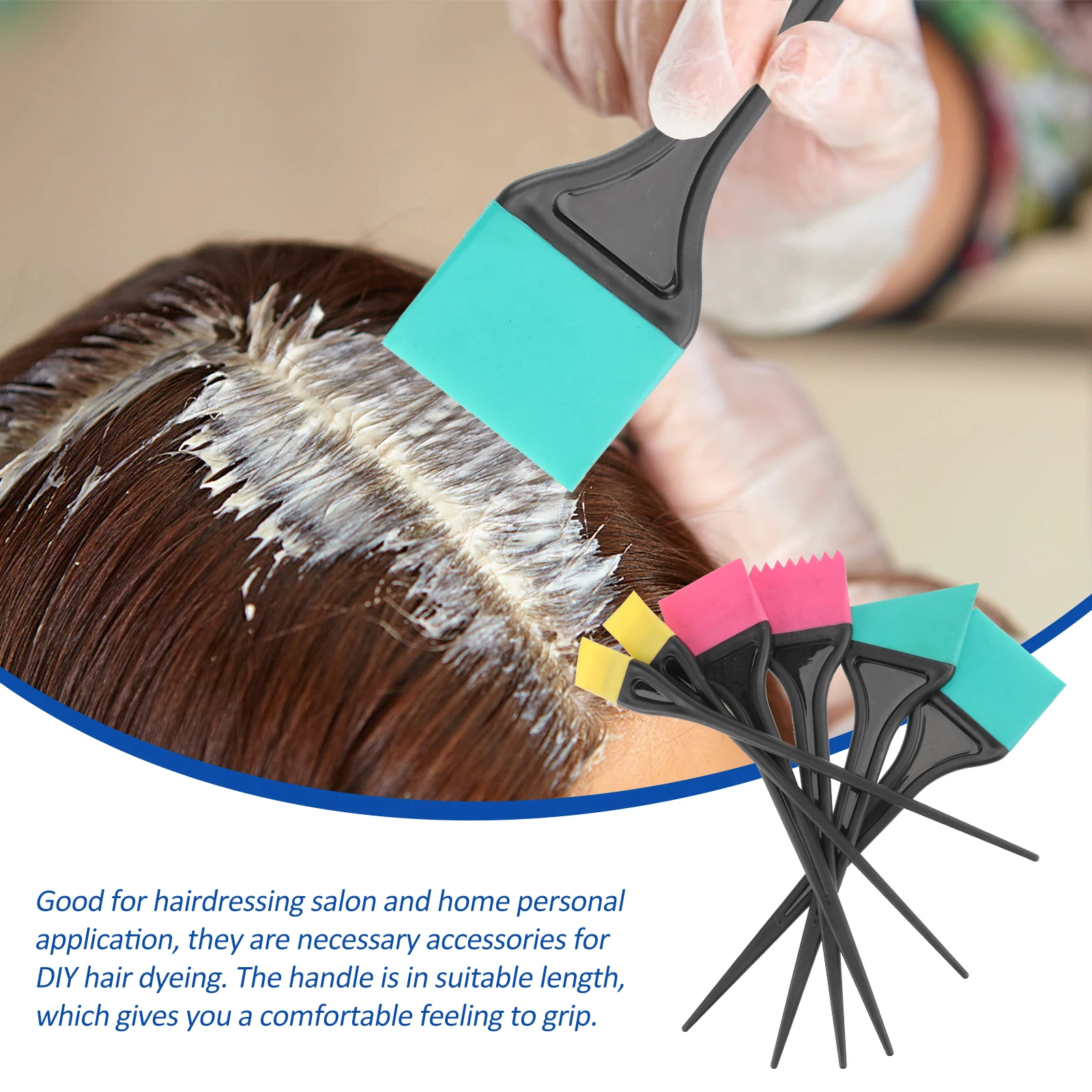 

Hair Dye Brush Professional Salon Tool for DIY Coloring Applicator Comb Spreading Hair Bleach Easy Grip Handle