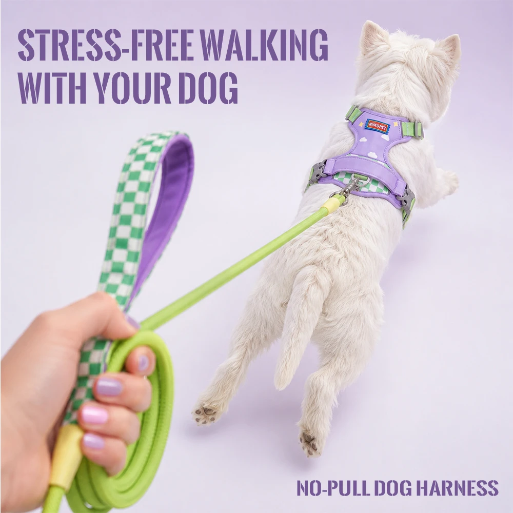 Comfortable Breathable Mesh-Lined Printed Pet Harness with Anti-Burst, Anti-Escape Features and Reflective Dog Harness
