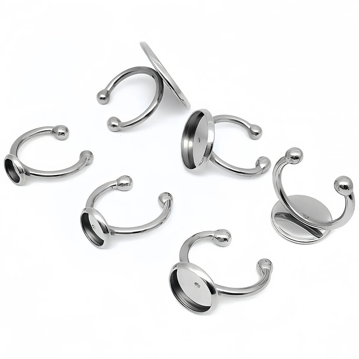 5/10 Stück 6-20mm Edelstahl Verstellbare Ringfassungen Leere Basis Glas-Cabochon-Knöpfe Fassungen Kameo DIY Schmuckherstellung – Detail 6