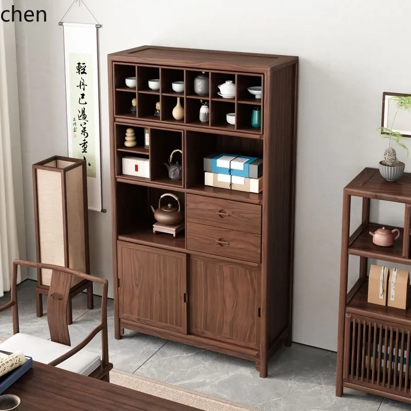 ZML New Chinese Bogu Rack Solid Wood Tea Room Storage Cabinet Shelf Household Living Room Display Cabinet