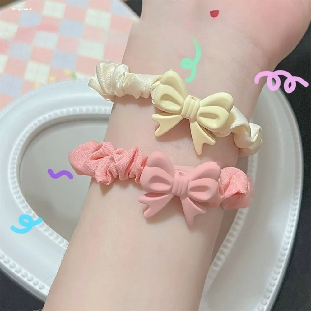 

Cheese Heart Wrinkle Hair Band Ponytail High Elastic Bow Headband No Harm Candy Color Rubber Band Women Girl Hair Accessory