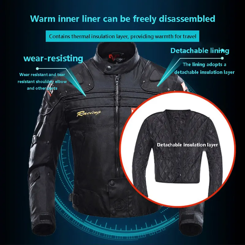 Winddichte Motocross-Jacke, Motorradhose, Herren-Motorradjacke, verschleißfeste Körperpanzerung, Moto-Kleidung für den Winter