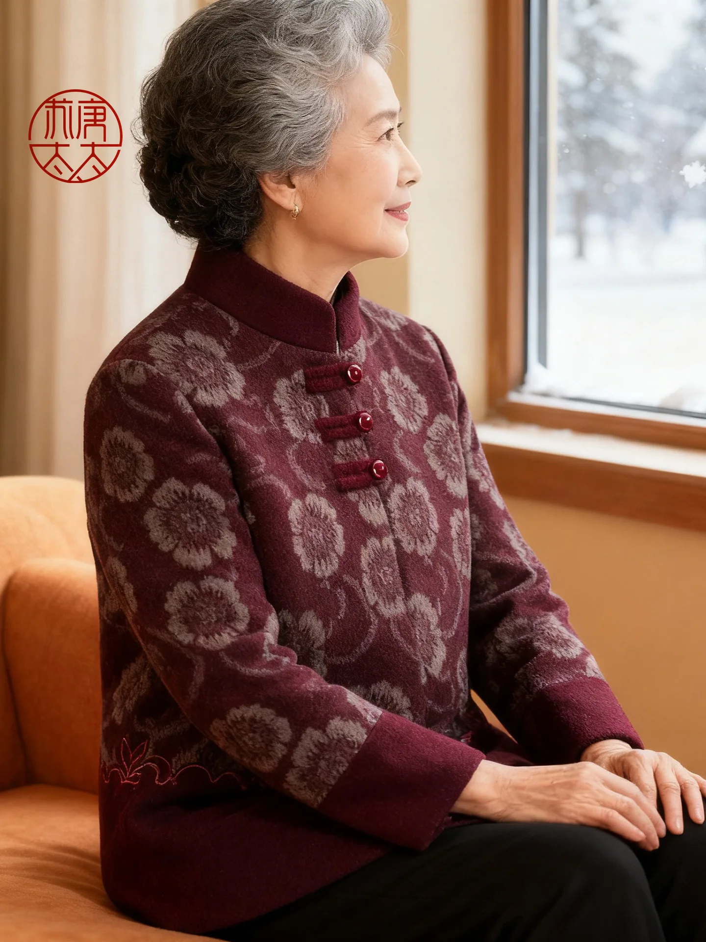 

Ele Thiened Winter Coat for Middle-Aged And ly Women andmother Sle Chinese National Faion Cotton Jaet