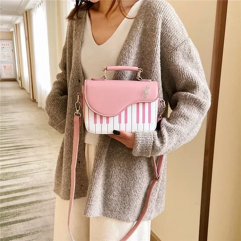 Petit sac à bandoulière carré en PU pour femme, design de piano, sac à cosmétiques serré, style chaud, haute qualité, nouvelle mode, 2024